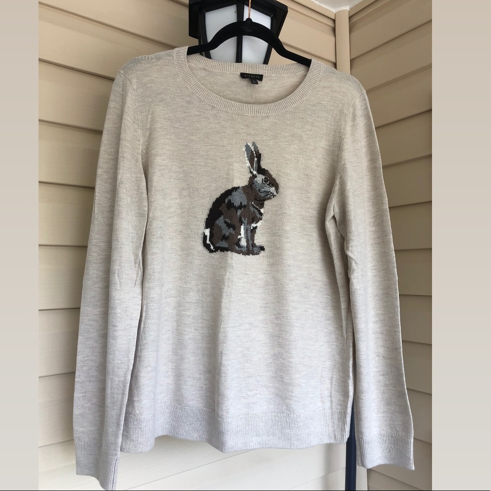 Talbots Oatmeal Colored Scoop Neck Rabbit Sweater